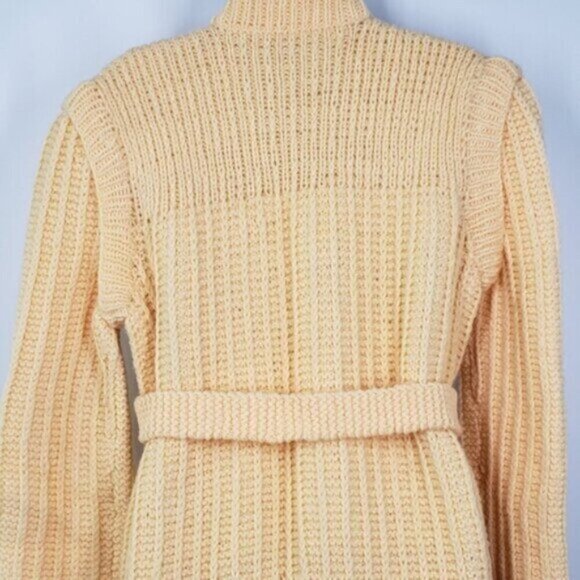 Vintage Handmade Knit Maxi Cardigan Button Up Self Tie POCKETS Medium La… - Picture 5 of 16